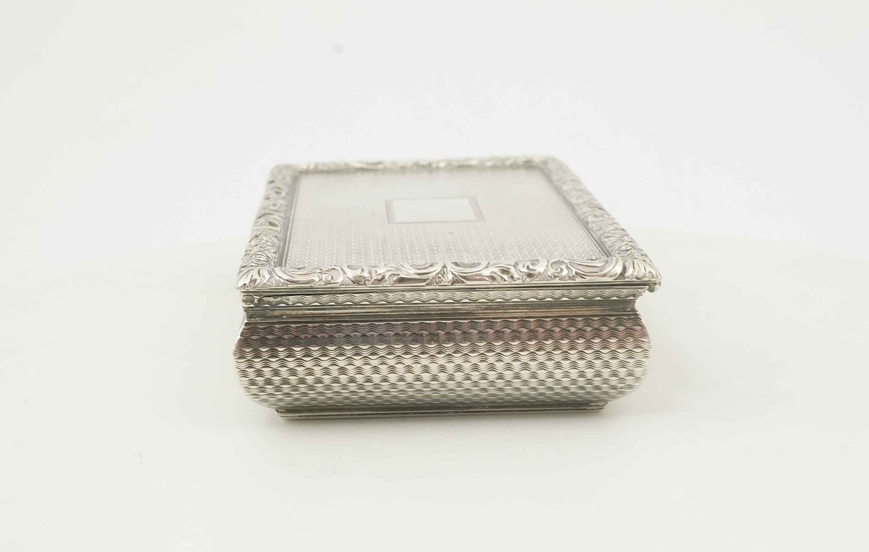 A William IV Scottish engine turned silver rectangular snuff box, by James Nasmyth